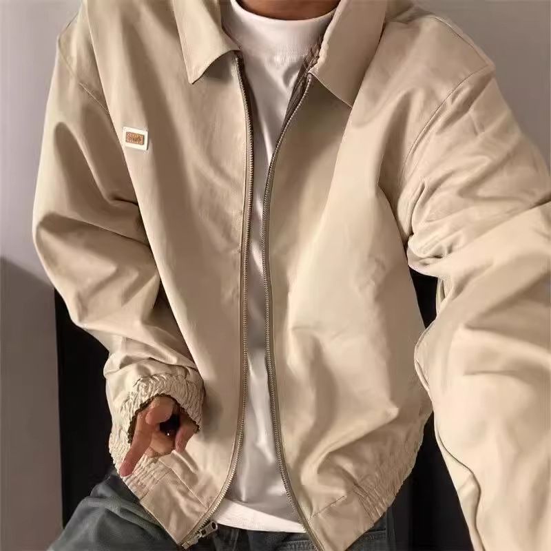 New loose retro plaid lapel double-sided design jacket for couples, personalized and cool jacket_voghion.com
