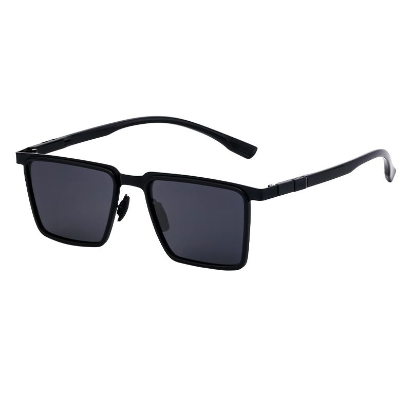 Lunettes de soleil rétro à monture carrée pour hommes, lunettes de soleil polarisées tendance pour hommes_voghion.com