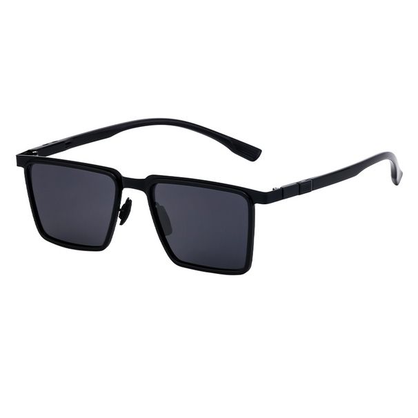 Lunettes de soleil rétro à monture carrée pour hommes, lunettes de soleil polarisées tendance pour hommes_voghion.com
