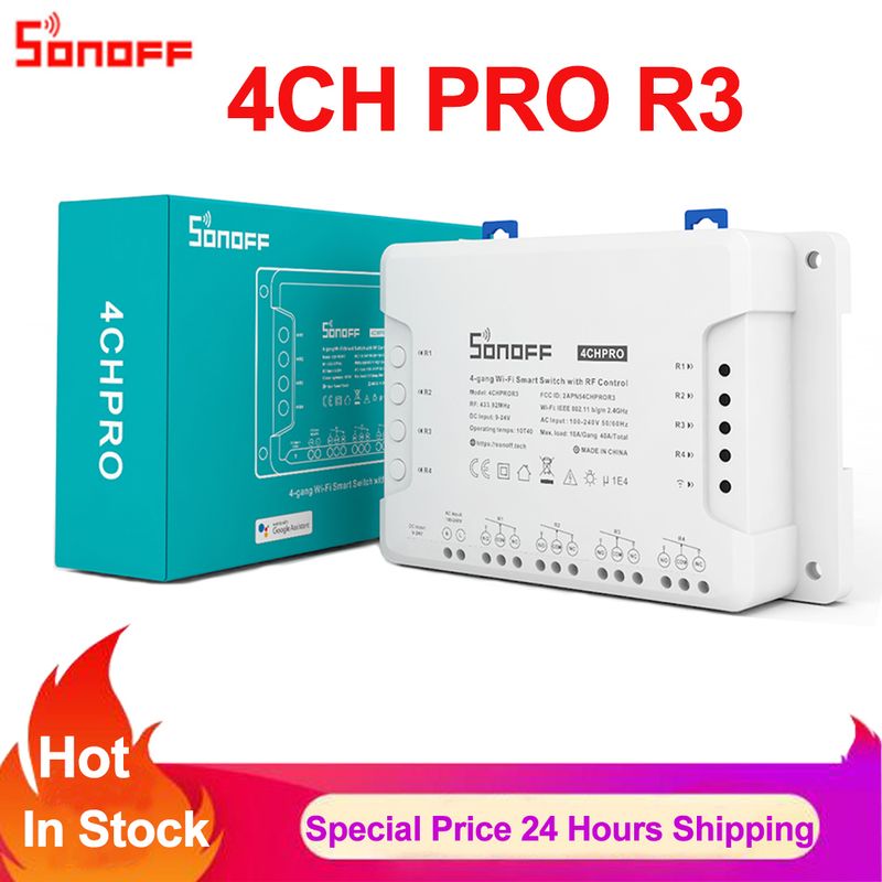 Sonoff 4CH PRO R3 Wifi Smart Inter Inching Lock Mode Interruttore timer fai da te tramite l'app Ewek Funziona con Alexa Google Home_voghion.com