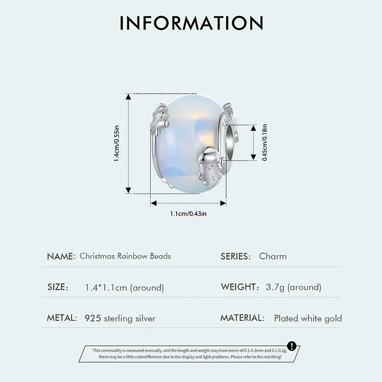 Christmas Rainbow Beads Charm Sterling Silver Charm_voghion.com