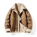 Suede Men's Trendy Brand Fleece-Lined Thickened Shearling Coat Loose Fit Large Size Turn-Down Collar Outdoor Cotton_voghion.com