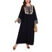 Ethno-besticktes Maxikleid mit Pailletten – Langärmliges A-Linien-Kleid für Damen, Boho-Reisekleid (0XL-4XL, Schwarz)_voghion.com