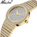 Men's Luxury Quartz Watch With 18K Gold Plating And Full Diamond Accents, Elegant Round Dial, Mineral Glass, Titanium Clasp, Water Resistant_voghion.com