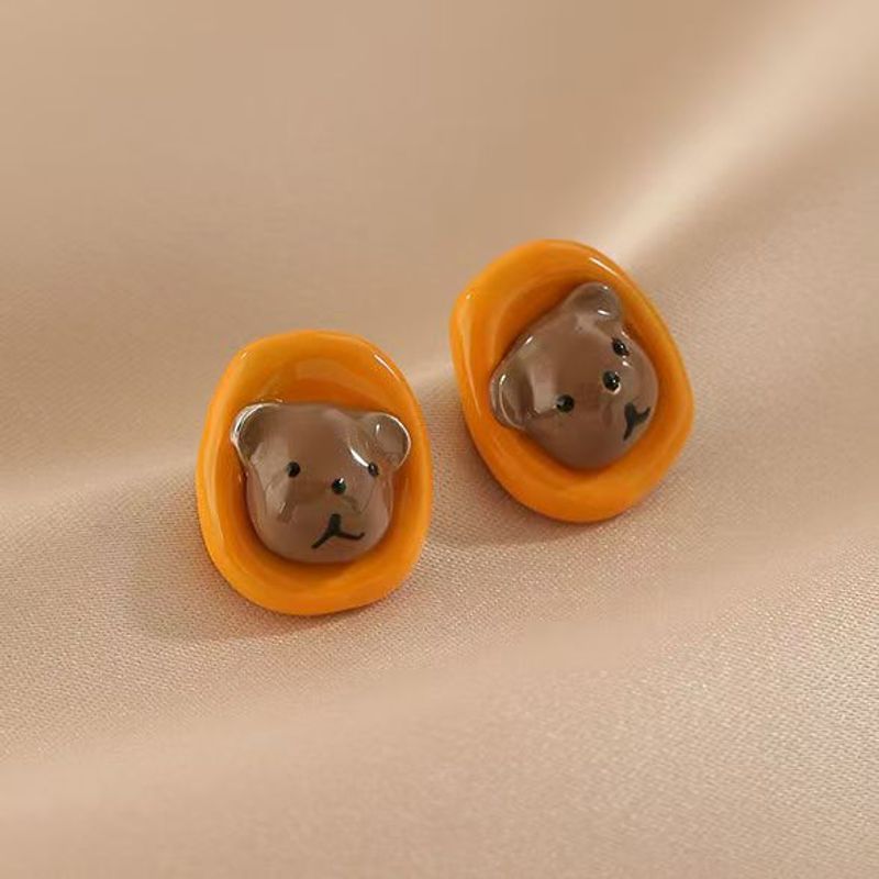 1 pár aranyos medve ötvözet gyantából készült réz fülbevaló_voghion.com