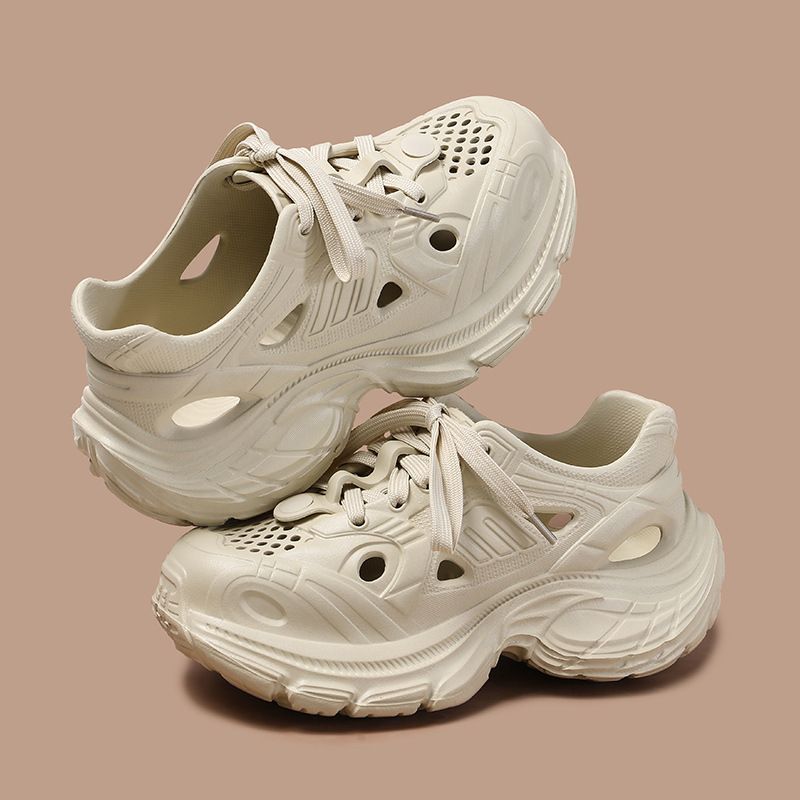 Unisex Shoes Paris Hole Shoes Outdoor Sports Shoes Fashionable Breathable Casual Thick Soled Height Enhancing Dad Shoes_voghion.com