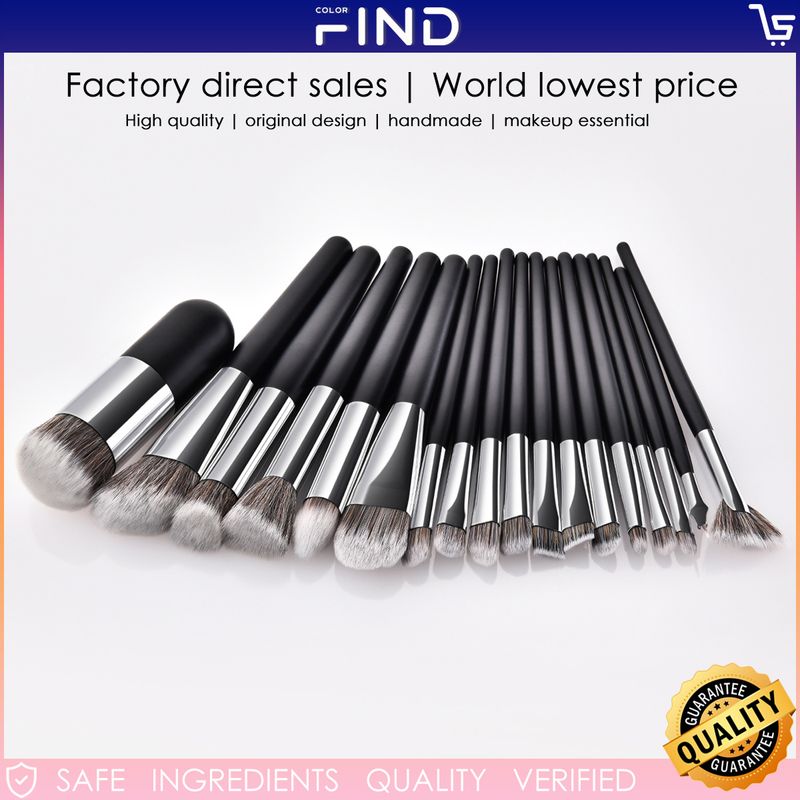 FINDCOLOR 18-piece black makeup brush set for makeup artists, gift for home use_voghion.com
