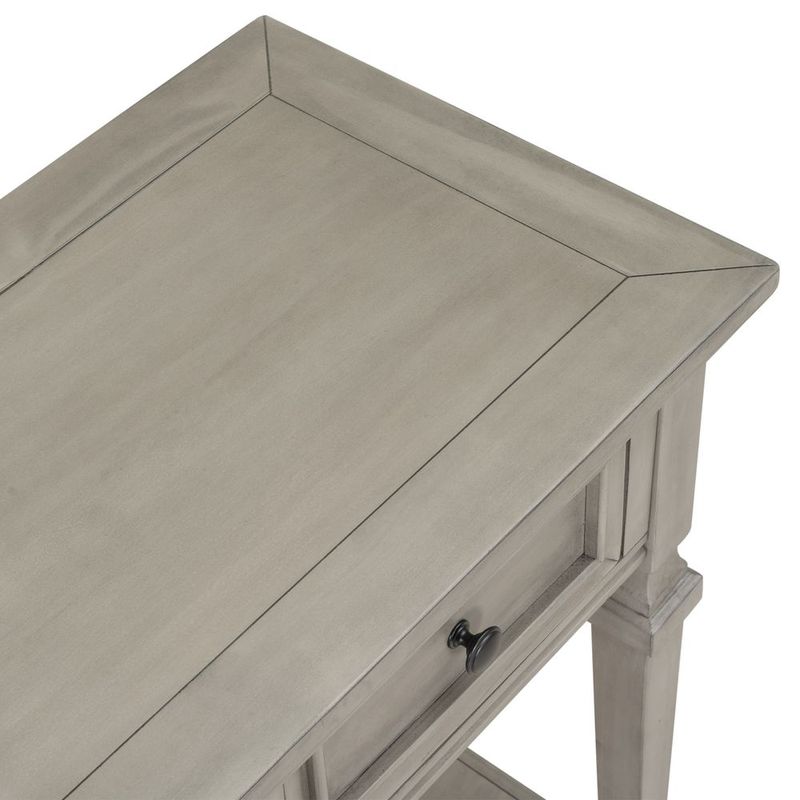 TREXM Classic Retro Style Console Table With Three Top Drawers And Open Style Bottom Shelf, Easy Assembly (Gray Wash)_voghion.com