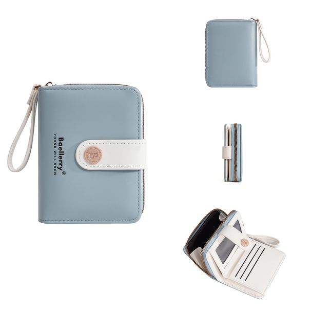 Women's Bags New Style Wallet Women's Short Fashion Small Multi Card Slot Zipper Coin Purse Ins Contrast Color Card Bag_voghion.com