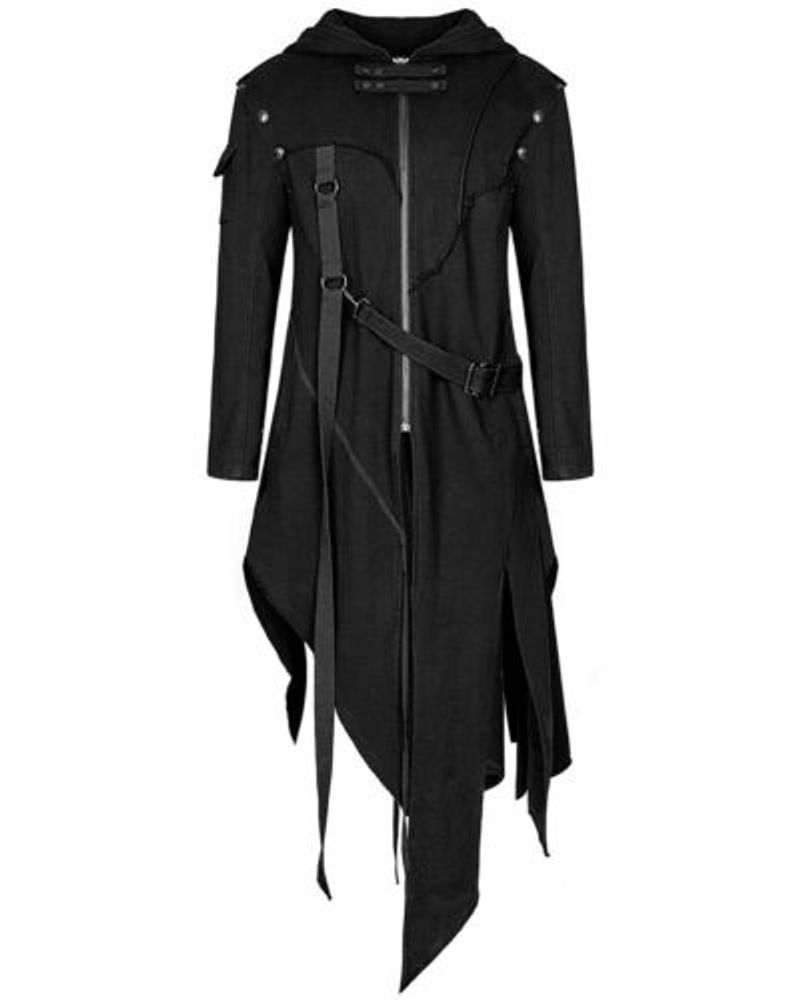 Punk Mens Hooded Jacket Black Goth Dieselpunk Dystopian Apocalyptic Hoodie_voghion.com