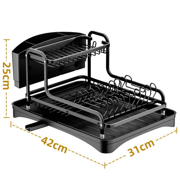 Bowl and Chopsticks Drain Storage Box Kitchen Multi-Functional Table Top Storage Rack Double-Layer Storage Rack for Bowl Rack Tableware Drain Rack_voghion.com