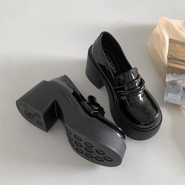 Schwarze, vielseitige Slipper im britischen Stil mit hohem Absatz und dicker Sohle für Damen 2025 Neue Sommer-Slip-On-Schuhe mit größerer Höhe_voghion.com