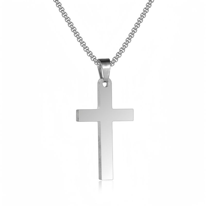 Collana con ciondolo a croce minimalista in titanio, moda, gioielli da uomo in acciaio inossidabile lucidato_voghion.com