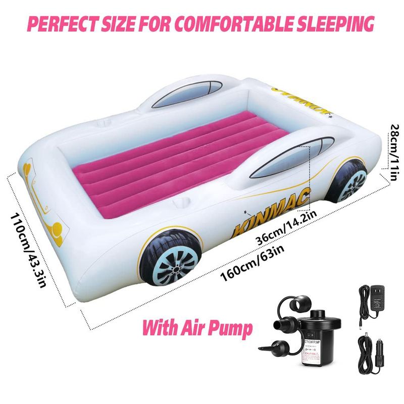 Matelas gonflable pour enfants, coussin ménager, matelas de sieste épais, pompe à air intégrée, lit gonflable pour voiture de dessin animé_voghion.com