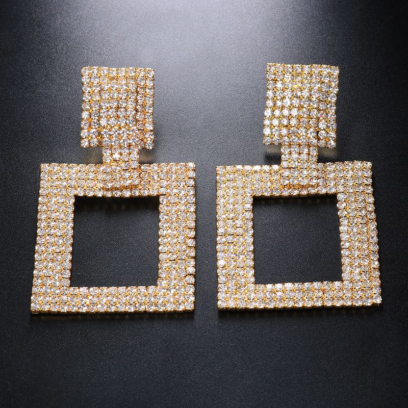 accessori per le orecchie di lusso nuovi orecchini pendenti quadrati lucidi retrò cavi con strass_voghion.com