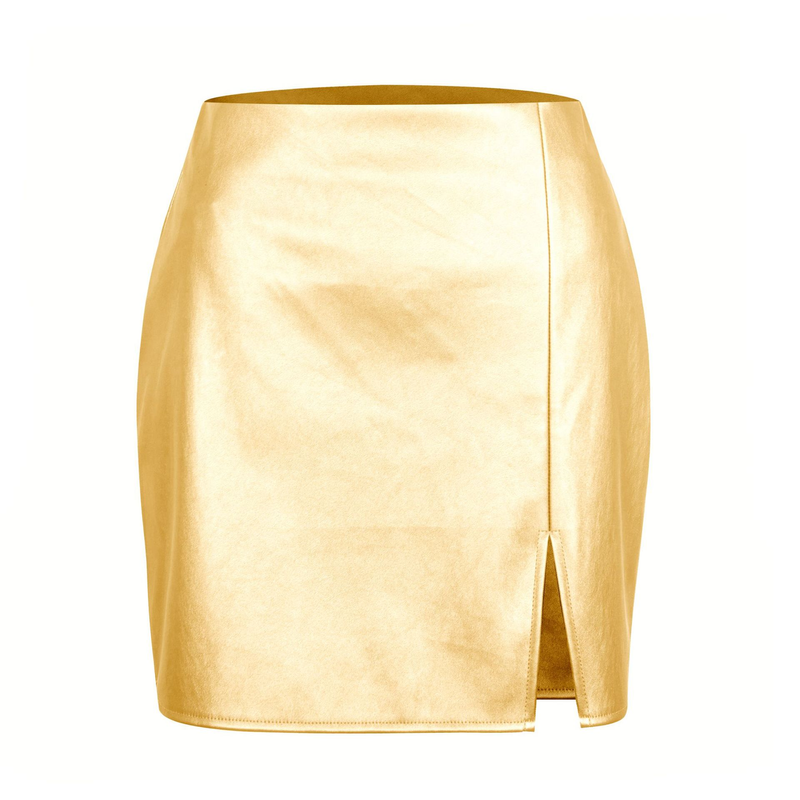 Gonna corta aderente midi con cerniera in pelle scamosciata metallizzata Verve 2025 da donna_voghion.com