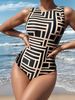 Maillot de bain une pièce imprimé rétro pour femme, triangle couvrant le ventre, bikini de plage_voghion.com