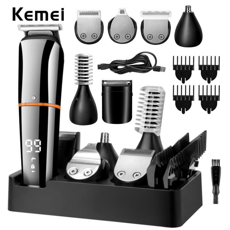 Kemei Beard Men Clippers Body Mustache Nose Hair Groomer Cordless Precision Trimmer 6 In 1 Grooming Kit Waterproof_voghion.com