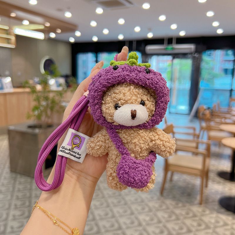 Porte-clés ours en peluche avec motif de célébrités d'Internet, adorable pendentif en forme de cœur féminin_voghion.com