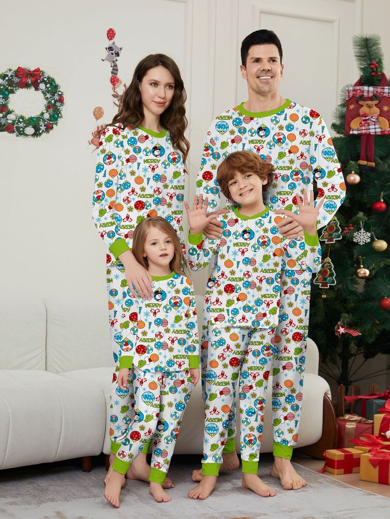 Christmas Deer Snowman Snowflake Christmas family dress printed homewear pajamas_voghion.com