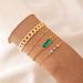 Elegante set di 4 bracciali quadrati verdi a strati con diamanti, intrecciati e cavi, regalo per donna_voghion.com