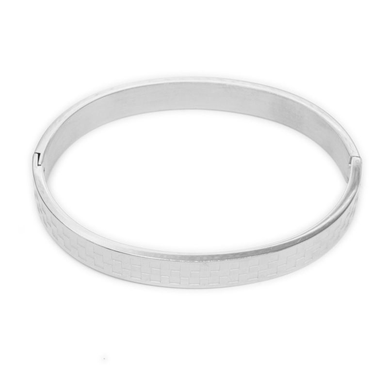 Couple Bracelets Romantic Plaid Titanium Steel Egg-Shaped Clasp Checkered Pattern Bracelet For Men_voghion.com