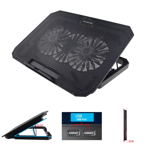 Laptop Cooling Pad With Adjustable Height Two 5.1 Inches Fan 2 USB Ports Suitable For 12-15.6inch Laptops_voghion.com