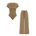 Autumn And Winter New Solid Color Small Pit Strip Casual Onesie Pants Fashion Two-piece Suit Women's Clothing_voghion.com