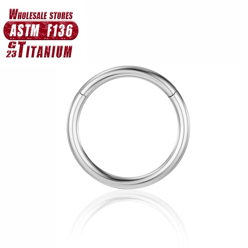 Aro de titanio F136 para la nariz, piercing para el tabique nasal, redondo, con pendientes, trago, 16 g, circonita, segmento con bisagras para el cartílago, joyería para mujer al por mayor_voghion.com