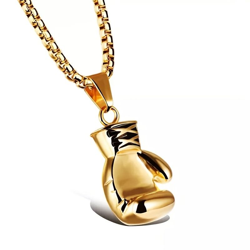 Fitness Boxing Gloves Pendant Necklace for Man Fashoin Hiphop Domineering Stainless Steel Chain Men Sports Leisure Punk Pendant Gift_voghion.com