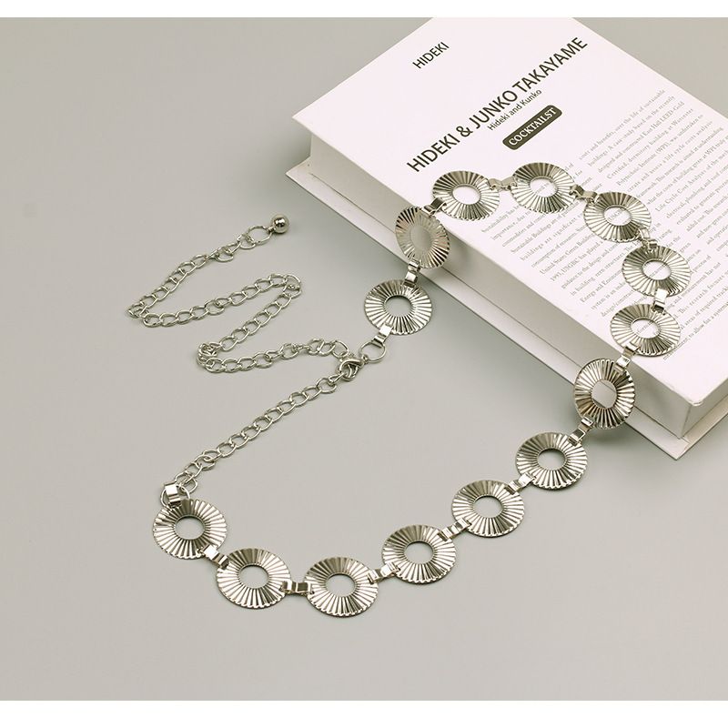 Geometric Waist Chain - Retro Round Chain Belt (Adjustable, 18K Gold Plated)_voghion.com