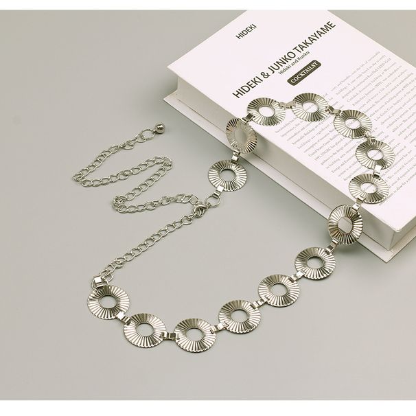 Geometric Waist Chain - Retro Round Chain Belt (Adjustable, 18K Gold Plated)_voghion.com