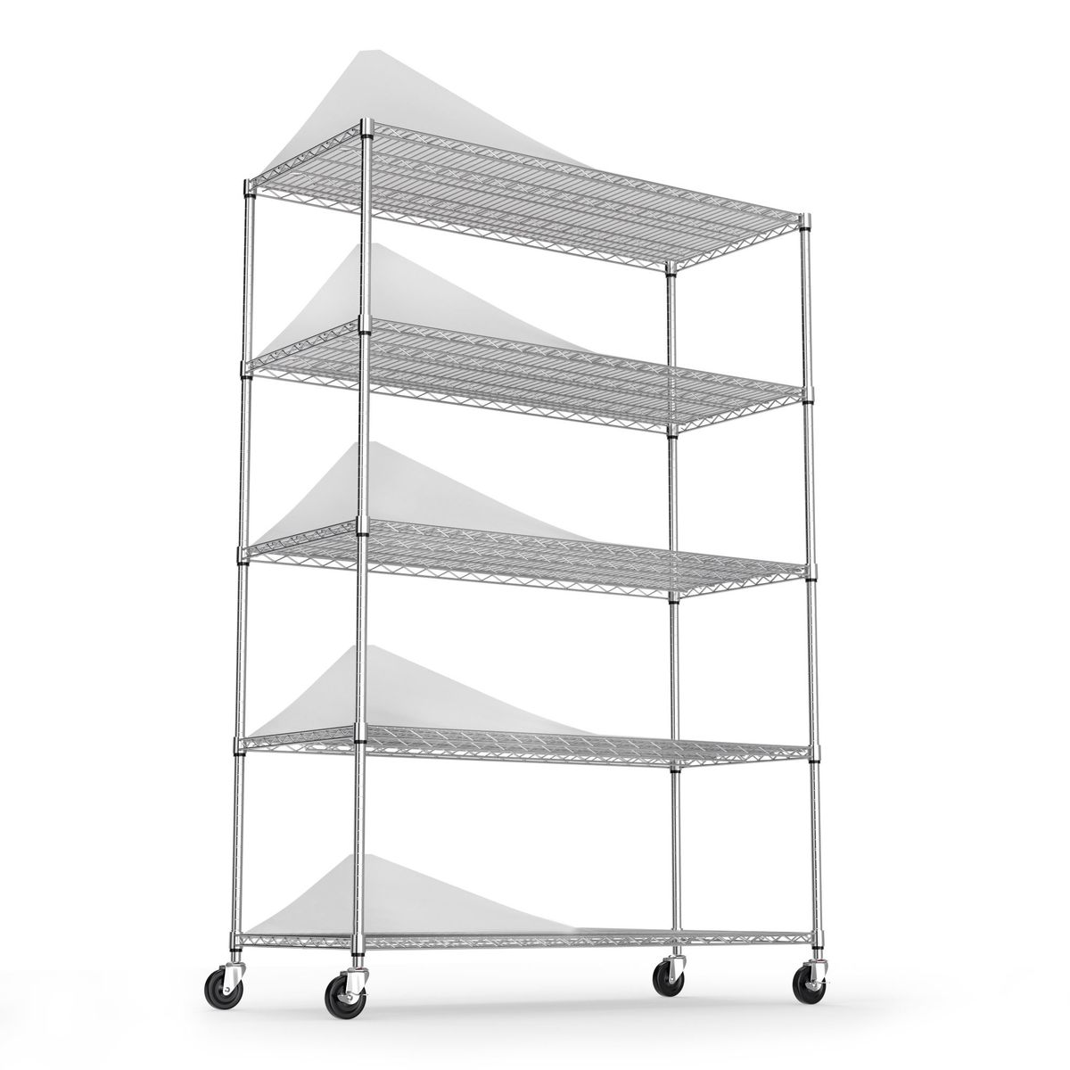 5 Tier 6000lbs Heavy Duty Adjustable Storage Rack Metal Shelf Wire Shelving Unit with Wheels & Shelf Liners - 82" H x 48" L x 24" D - Chrome_voghion.com