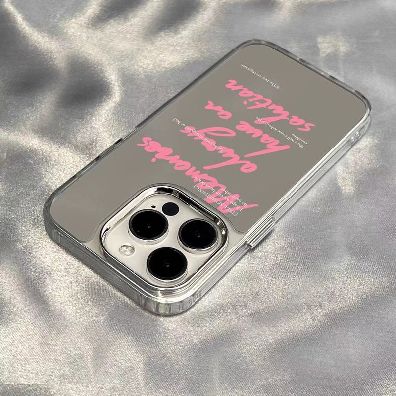 Pink And White English Suitable For Iphone 16plus Phone 15promax Mirror 14 New 13pro Hard Case 12_voghion.com