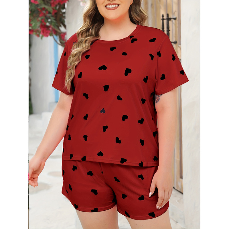 Sommer große Größe Kurzarm Shorts Damen Plus Größe Pyjama Set_voghion.com