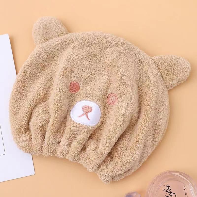 Cartoon Quick-Dry Hair Super Absorbent Fast-Drying Bear Thickened Large Bath Cap For Girls And Children Cute Head Wrap_voghion.com