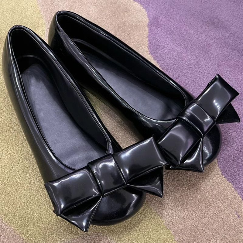 New Classic Women Flat Sole Single Bow Ballet Color Blocking Simple Versatile Ladies Casual Shoes_voghion.com