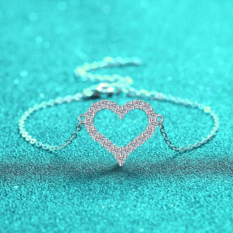 Moissanite Armband Licht Luxus High-End-Gefühl S Reinem Silber Schmuck Herz-förmigen Mode_voghion.com