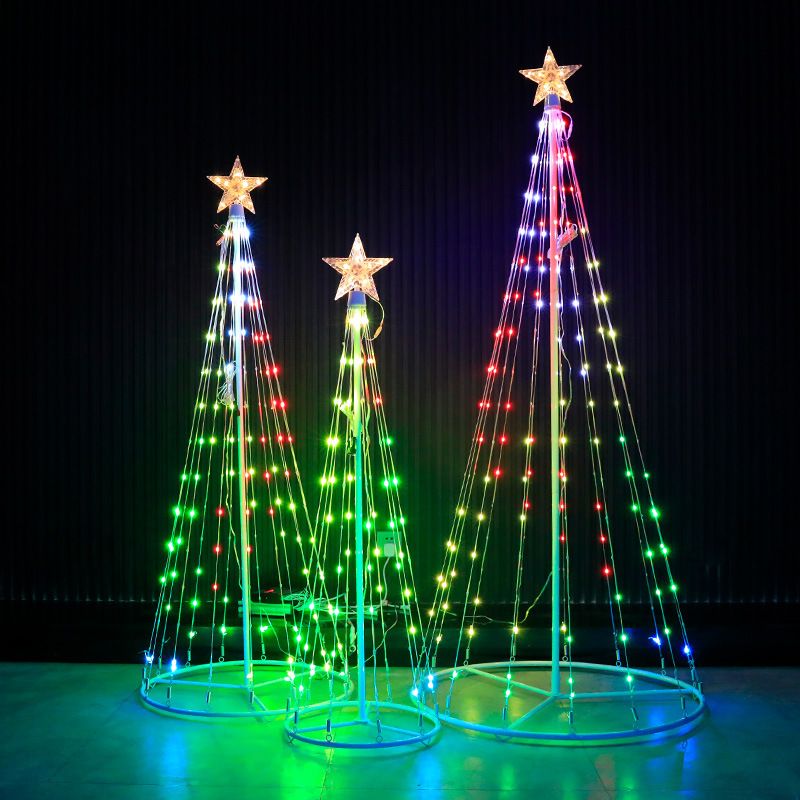 Telecomandă pentru brad de Crăciun, Bluetooth, APP, control inteligent, fantezie RGB, con de lumină din sârmă din piele, decorațiuni de Crăciun pentru camera de zi în aer liber_voghion.com