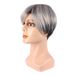 Parrucche sintetiche con clip per uomo, capelli corti, uomini di mezza età e anziani, grigi, riga laterale, capelli corti e lisci, fibra chimica, seta ad alta temperatura_voghion.com