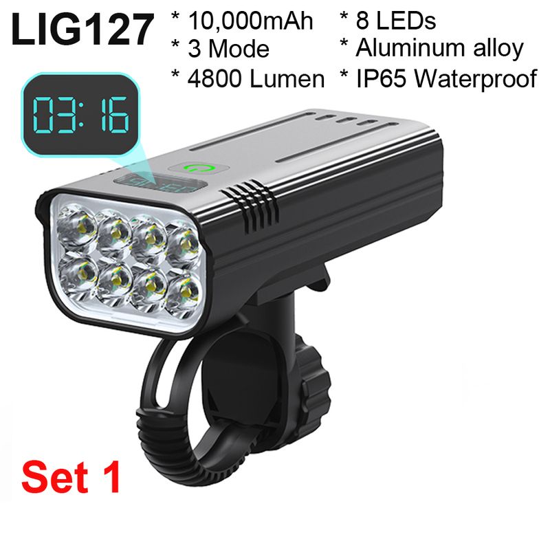 NEWBOLER Vëlosluucht 4800 Lumen USB opluedbar reenfest MTB Vëlosluuchten Set mat 2 Halter 10000mAh Täscheluucht Vëlo Accessoiren_voghion.com