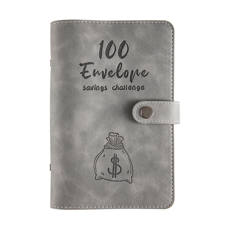 Refillable Notebooks Soft Leather A6 Loose Leaf Book 100 Days Of Saving Money Cash Budget Book Storage Book Zipper Bag PU Money Saving Book_voghion.com