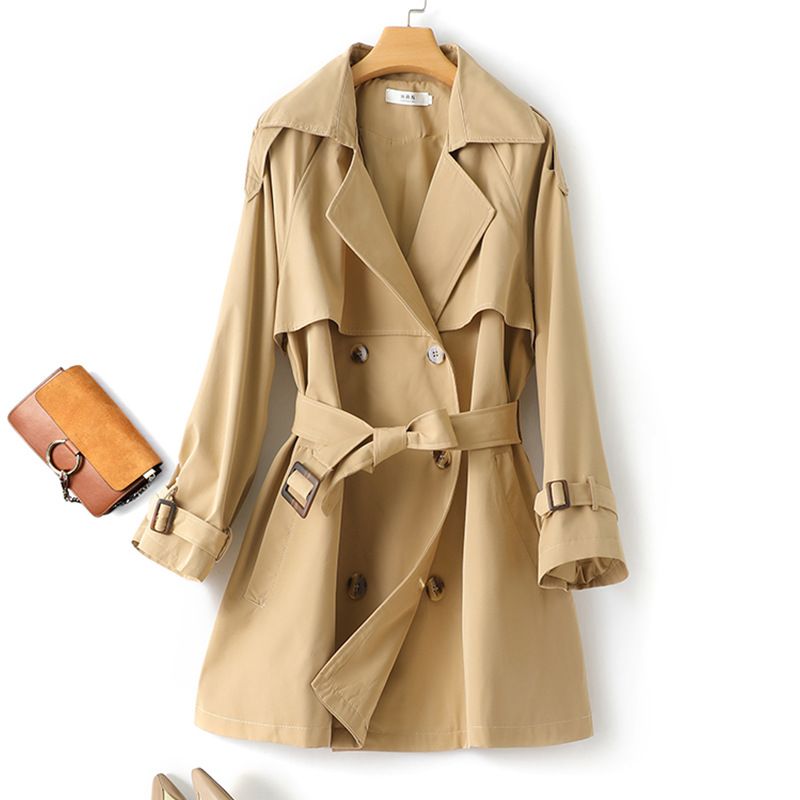 Cappotto top di media lunghezza snellente in vita con risvolto in versione coreana in stile britannico nuovo autunno da donna 6848_voghion.com