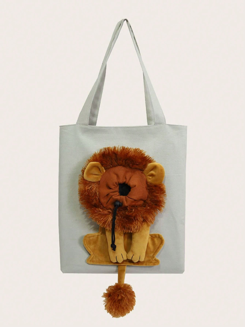 1 pz: una piccola borsa a tracolla a forma di leone che può essere esposta, una borsa per gatti, una borsa in tela per cani di piccola taglia, una borsa tote per esterni e una borsa per animali domestici_voghion.com