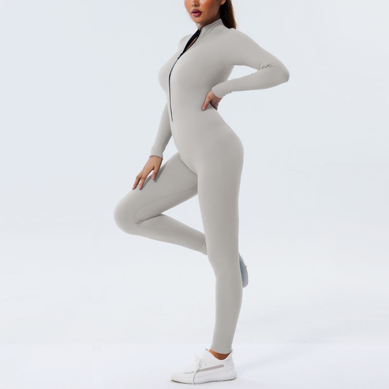 Women's Clothing Professional Dance Sports Long Sleeved One Piece Yoga Suit For Women Quick Drying Body Shaping Fitness Clothes Threaded Zipper Design_voghion.com