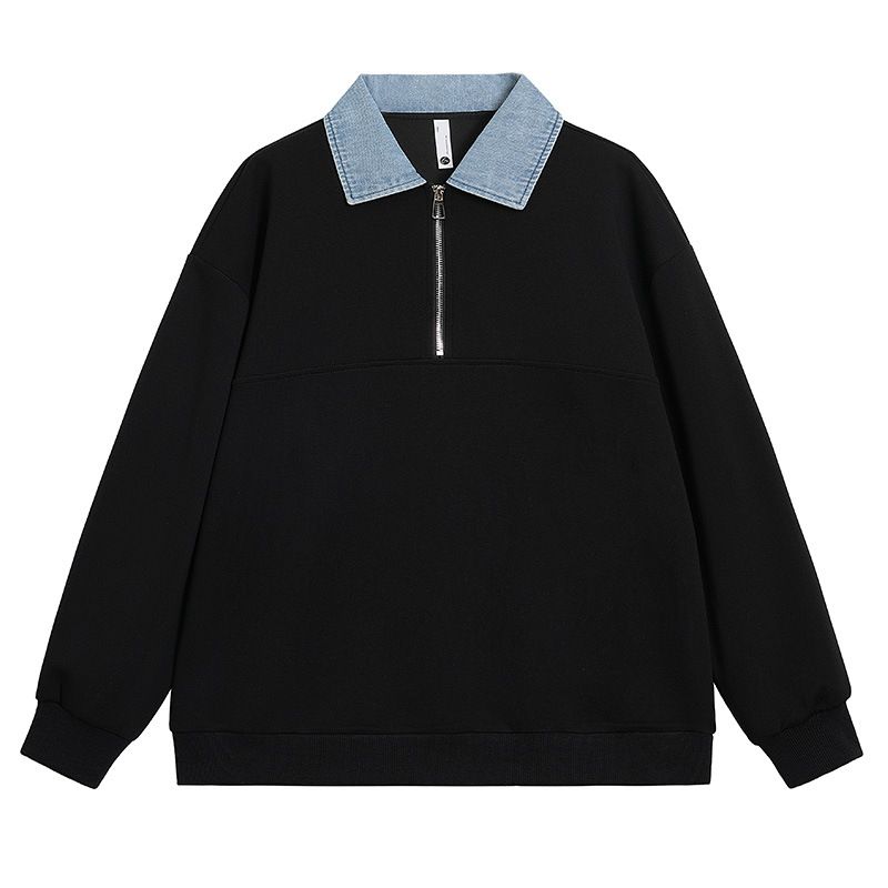 Felpe da uomo di fascia alta in primavera e autunno. Le giacche in denim più alla moda di quest'anno con mezza zip e top con colletto a camicia alla moda_voghion.com