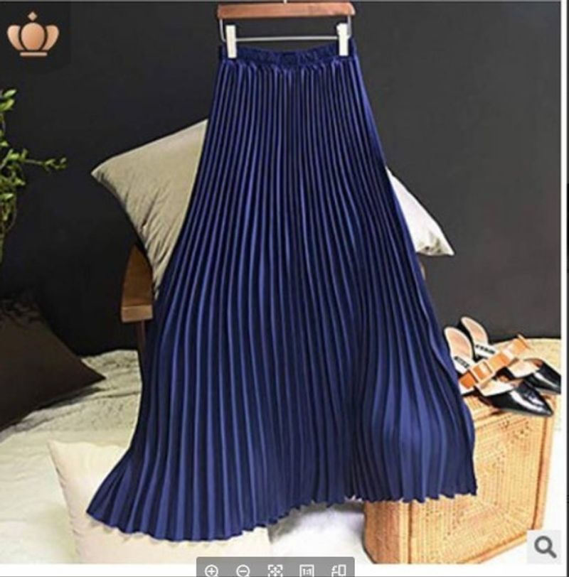​​"Elegant Chiffon High-Waisted Midi Skirt – Flowy A-Line Pleated Skirt For Women, Soft & Breathable, Versatile For Casual & Office Wear_voghion.com