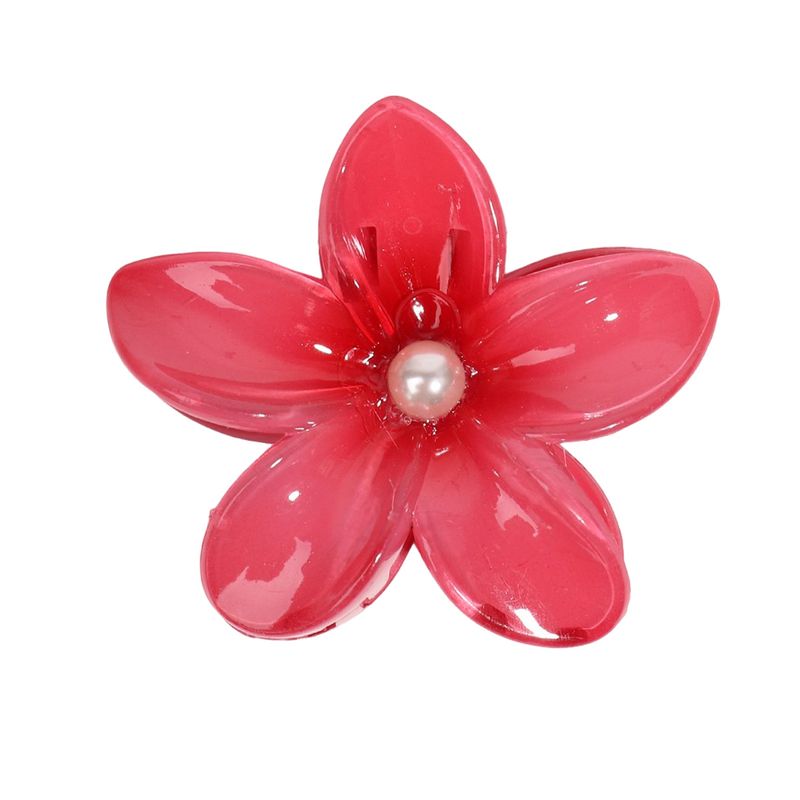 Dopamine Gradient Pearl Plumeria Vacation Style Sweet Girl Elegant Back-of-Head Thick Hair Updo Shark Clip_voghion.com
