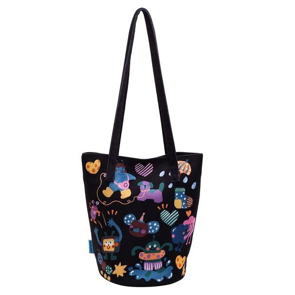 Borsa a secchiello da donna con stampa leopardata, illustrazione, borsa a secchiello con giunzioni, grande capacità, design alla moda, borsa a tracolla da donna_voghion.com