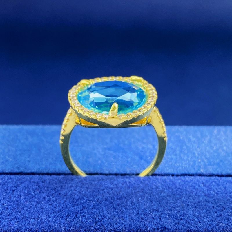 Women's Jewelry Natural Synthetic Crystal Irregular Triangular Colored Stone Crystal Transparent Color Retaining Ring Female Geometric Creative Design_voghion.com